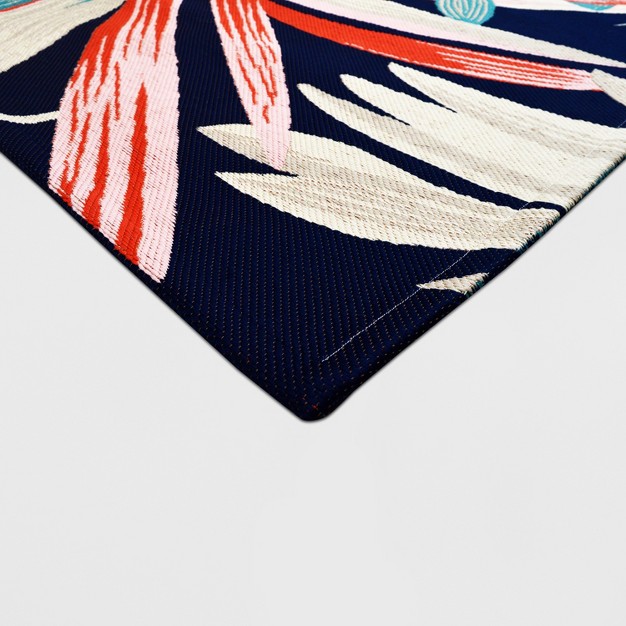 5 x27 X 7 x27 Jungle Tropical Outdoor Rug Navy coral