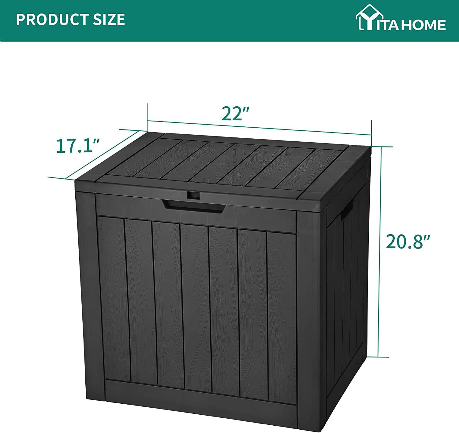 YITAHOME 30 Gallon Deck Box, Outdoor Storage Box for Patio Furniture, Pool Accessories, Cushions, Garden Tools and Outdoor, Waterproof Resin with Lockable Lid and Side Handles (Black)