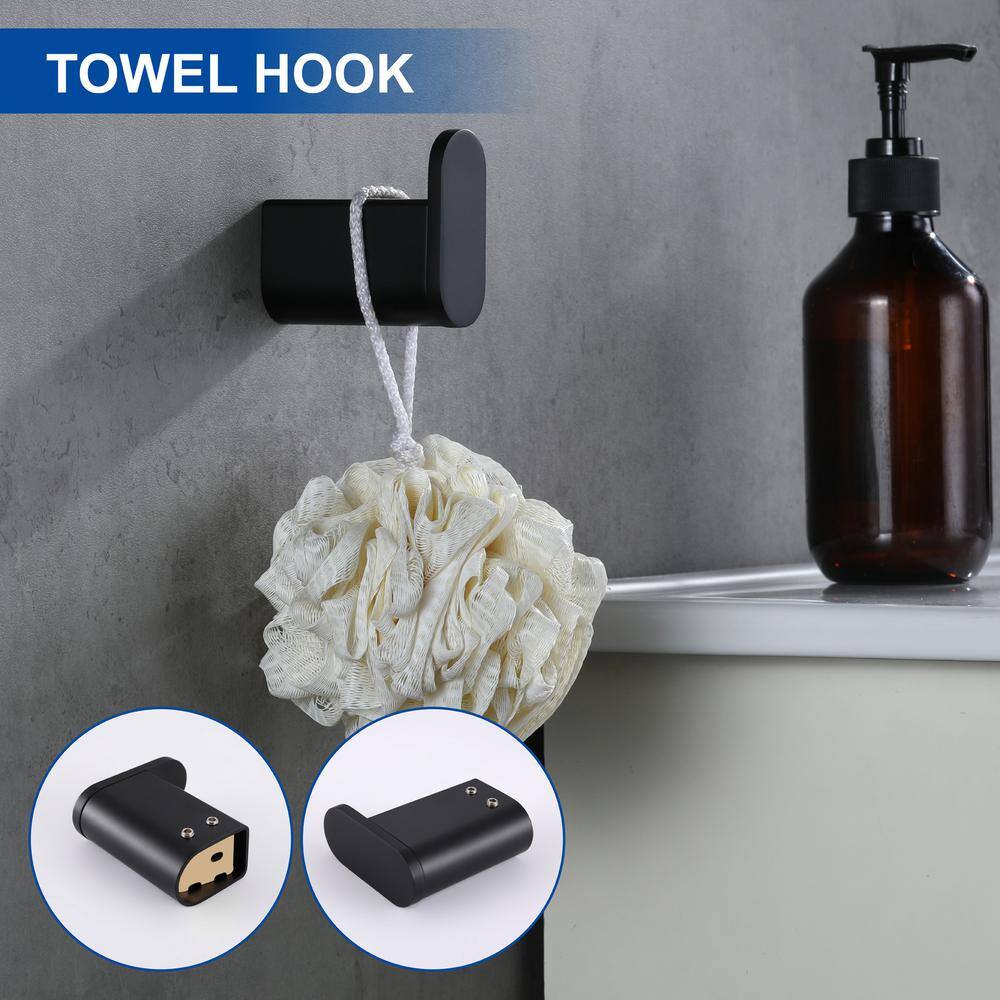 Aurora Decor AFA 4-Piece Bath Accessory Set with Towel Bar in Matte Black BASMDHD2B02B