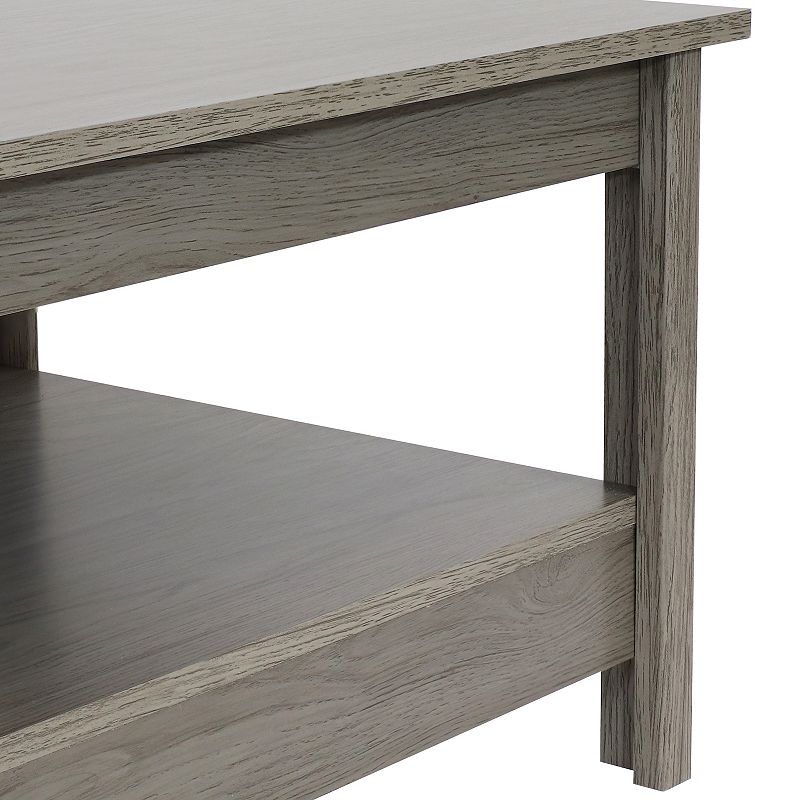 Sunnydaze Classic MDF Coffee Table with Lower Shelf - Thunder Gray - 16 in