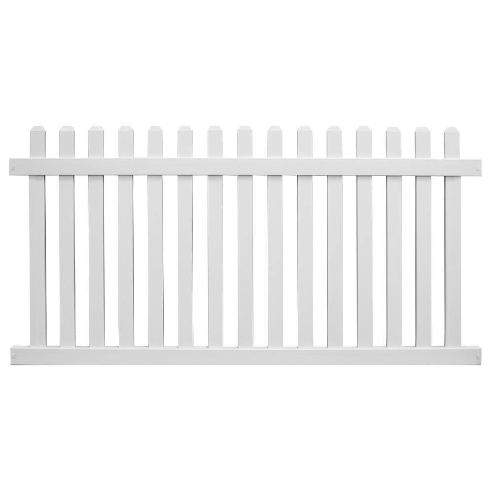 Weatherables Chelsea 4 ft. H x 8 ft. W White Vinyl Picket Fence Panel Kit PWPI-3-4X8