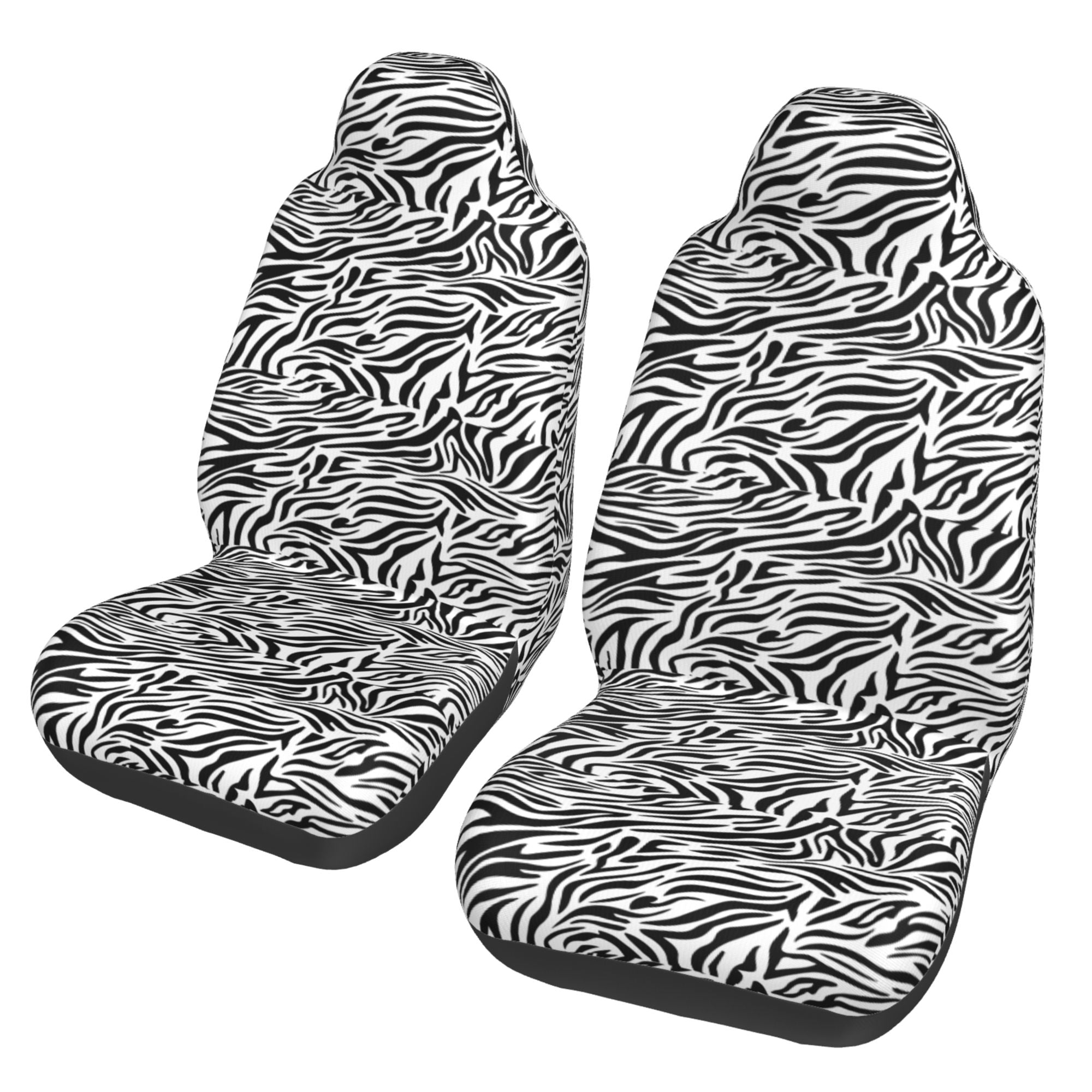 ZICANCN Car Seat Covers Front Seats Only，Zebra Monochrome Print Automotive Seat Covers Protectors for Cars Trucks Suv 2 Pack