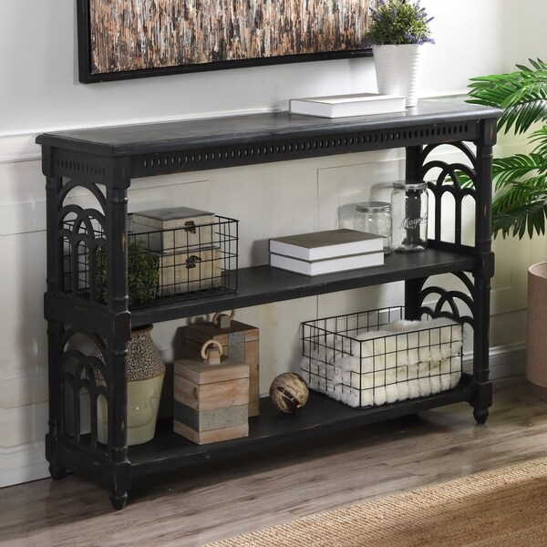 StyleCraft Black with Distressing Three Tier Console Table