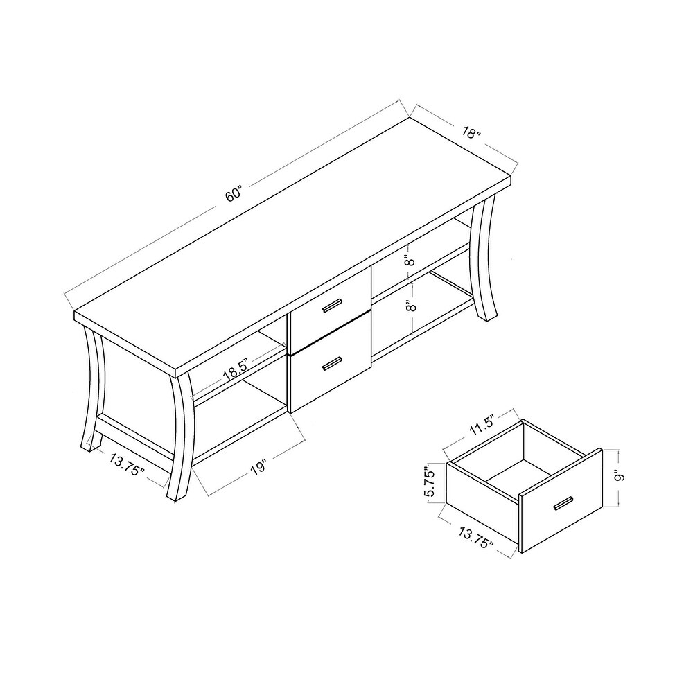 Lynarra Contemporary 2 Drawer TV Console with Open Shelving by Furniture of America