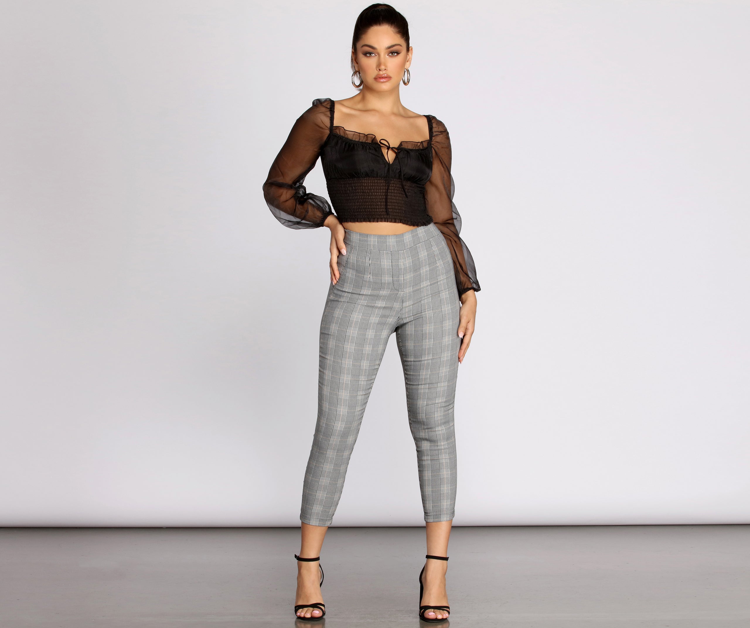 Plaid About It Mid Rise Tapered Pants