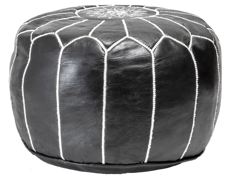 nuLOOM Leather Jerrie Contemporary Ottoman   Mediterranean   Footstools And Ottomans   by nuLOOM  Houzz