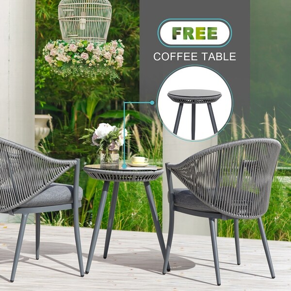 NUU GARDEN Outdoor 3piece Bistro Set With Cushion