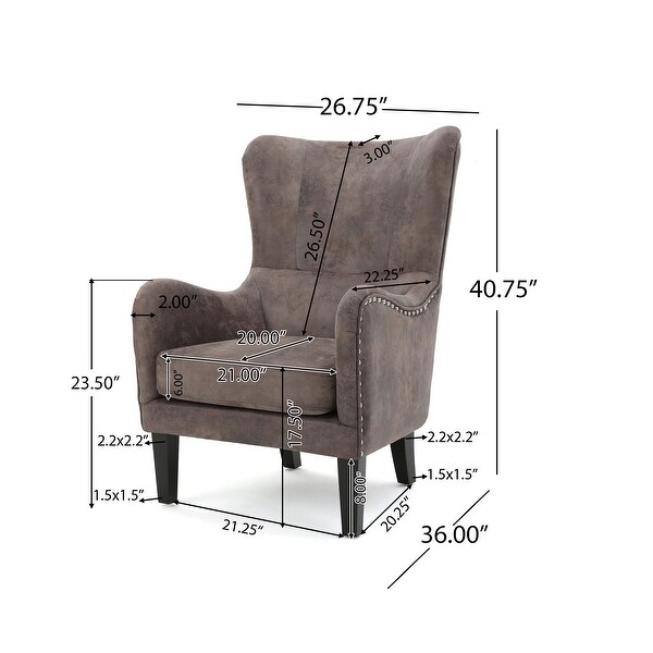 Lorenzo Microfiber Wingback Club Chair by Christopher Knight Home