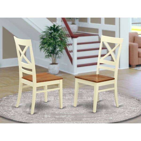 East West Furniture Quincy Wooden Seat X-back Dining Chair Set of 2 (Finish Option)