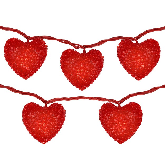 Northlight 10 count Red Heart Mini Valentine x27 s Day Light Set 7 5ft Red Wire