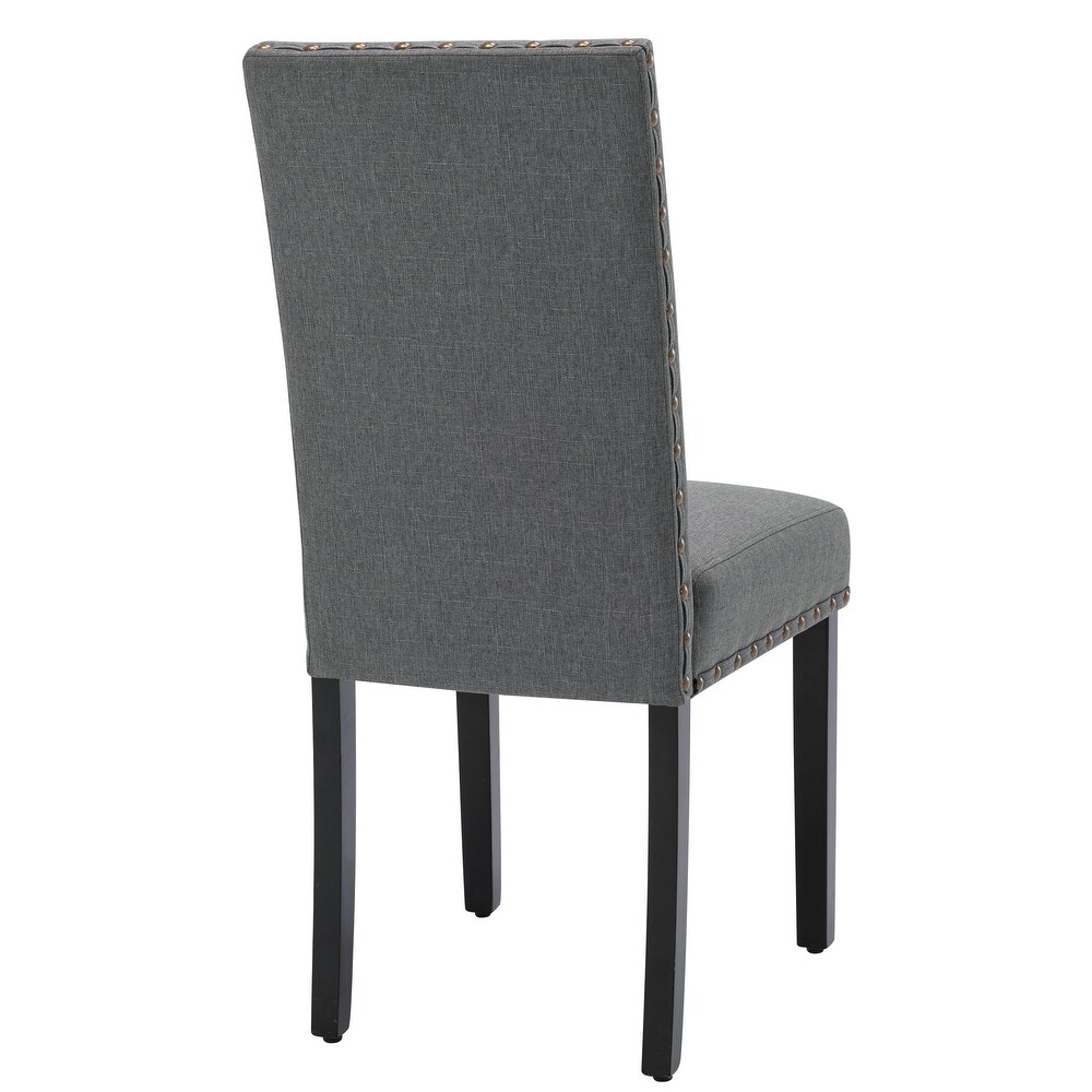 Fabric Upholstered Nailhead Trim Parsons Dining Chairs Set of 2