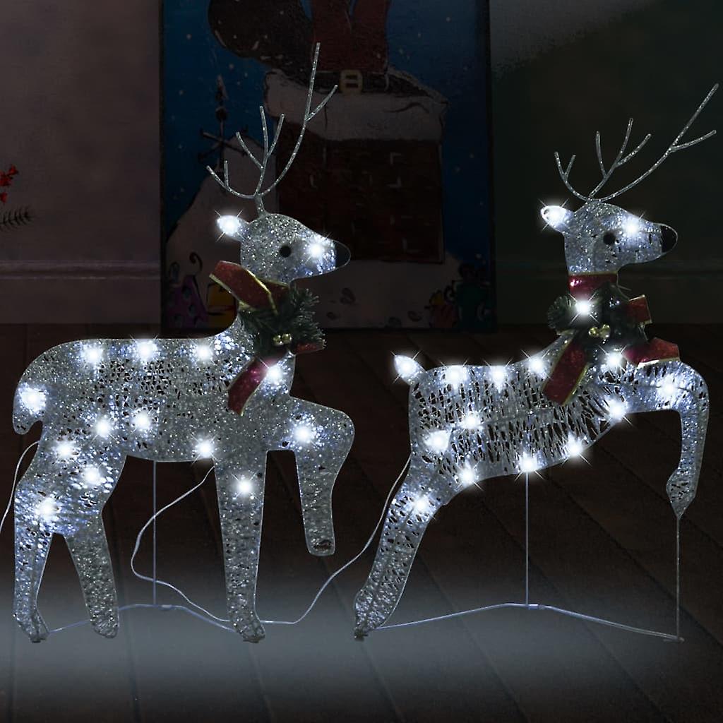 Vidaxl Christmas Reindeers 2 Pcs Silver 40 Leds