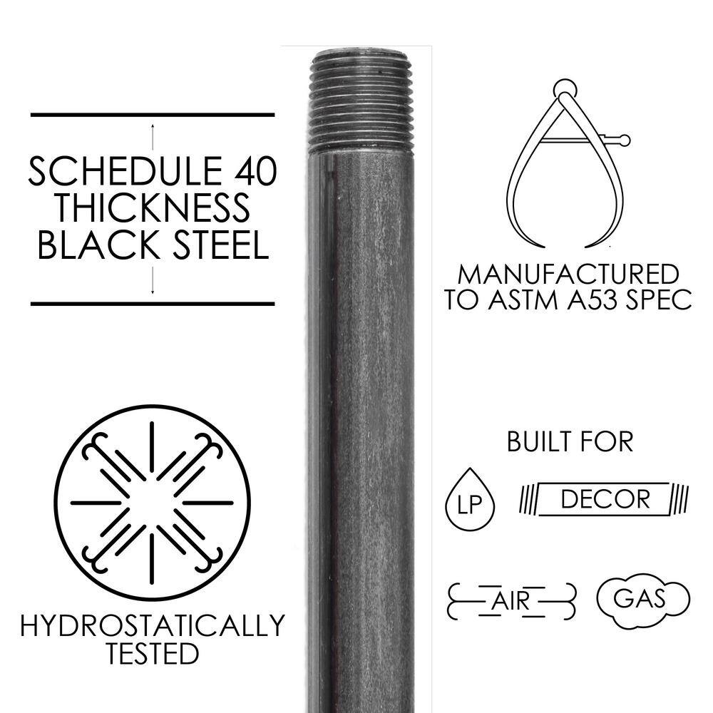 STZ 1 in. x 6 ft. Black Steel Sch. 40 Cut Pipe PDB P1X72