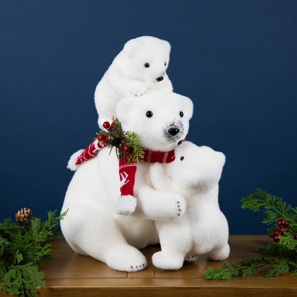 Mama Polar Bear and Cubs Christmas Figures