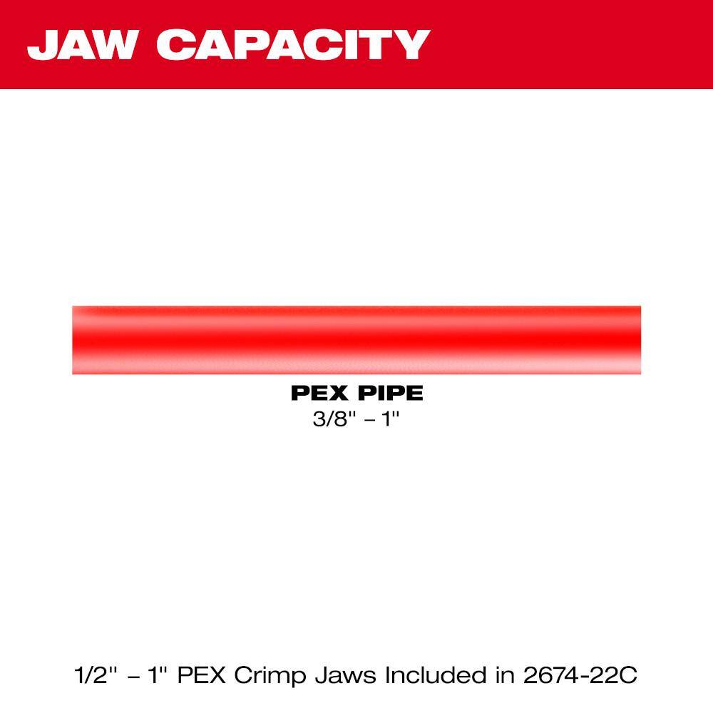 MW M18 18V Lithium-Ion Cordless Short Throw Press Tool Kit with 3 PEX Crimp Jaws (2) 2.0 Ah Batteries and Charger 2674-22C