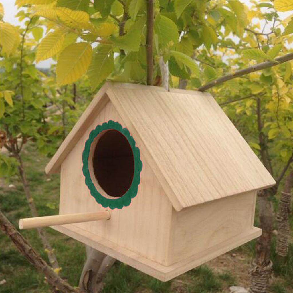 Natural Wooden Birdhouse， Small ing Birdhouse Outdoor， Garden Patio Decorative Bird House for Sparrow Hummingbird Finch Wren Swallows - Green