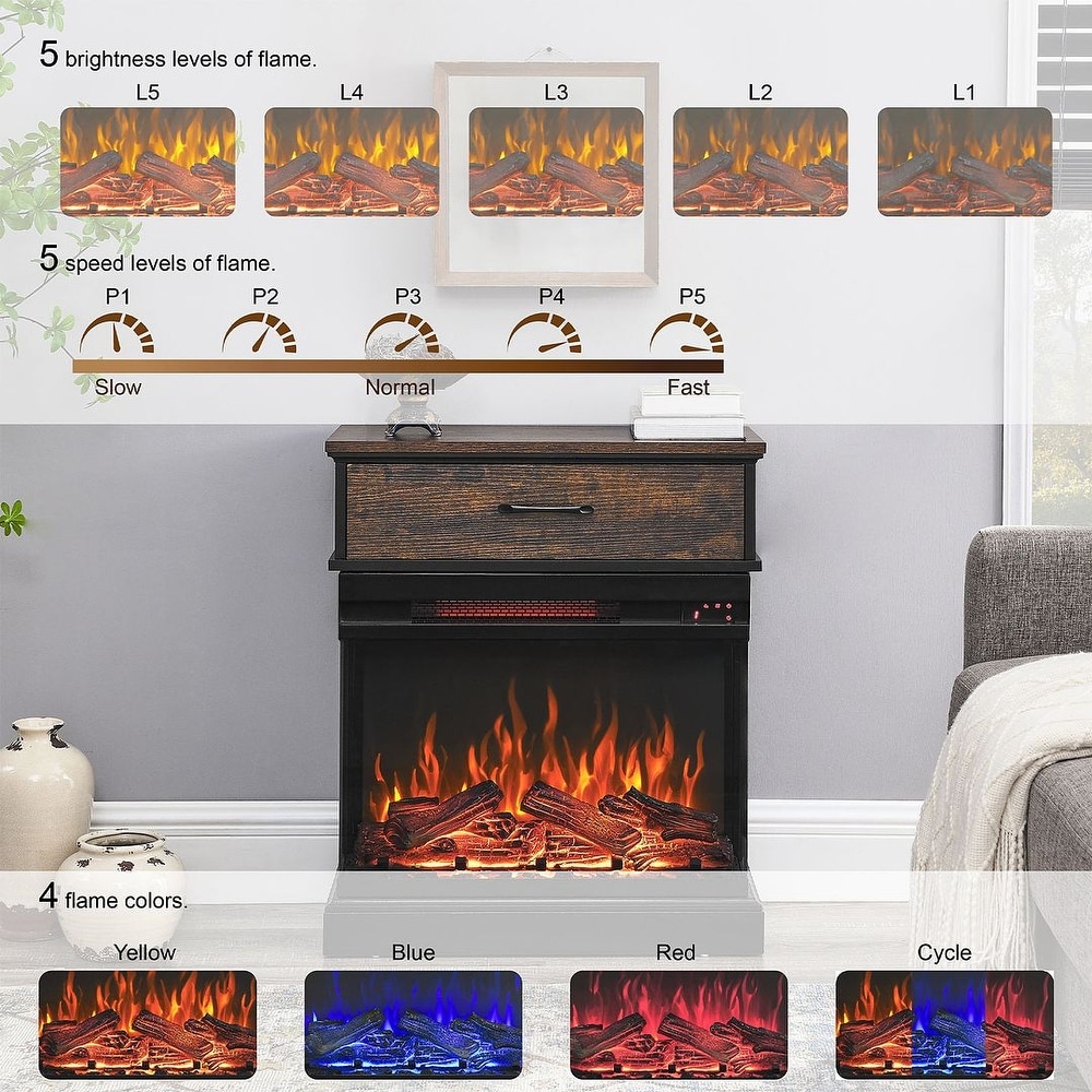 1500W Portable Electric Fireplace Heater with 400 Sq. Ft. Radius