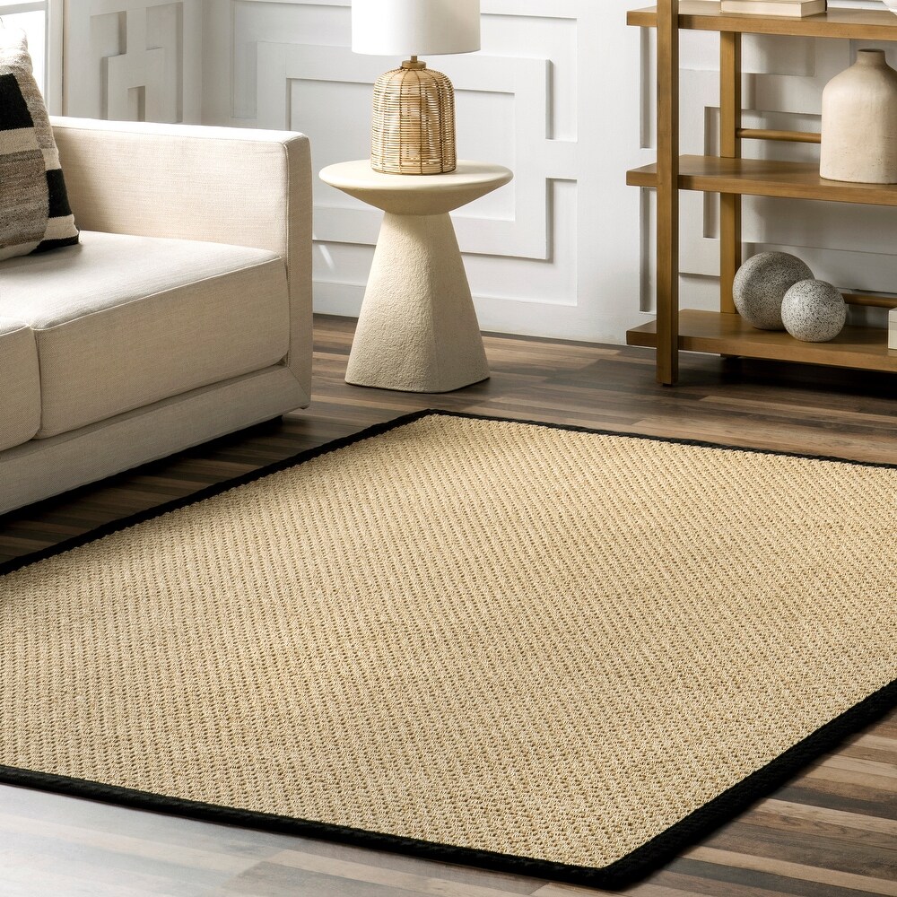 Brooklyn Rug Co Meena Faux Seagrass Bordered Indoor/Outdoor Area Rug