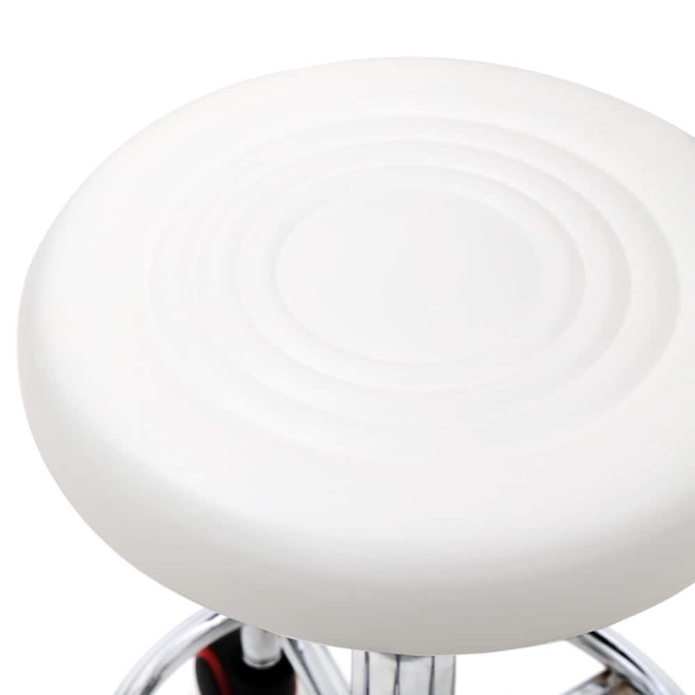 Round Shape Adjustable Salon Stool with Back and Line White Anti rust Chair