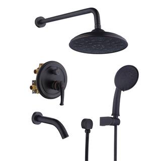 CASAINC 3-Spray Patterns 8.3 in. Tub Wall Mount Dual Shower Heads in Spot Resist Oil-Rubbed Bronze HM-B208-SQ-ORB