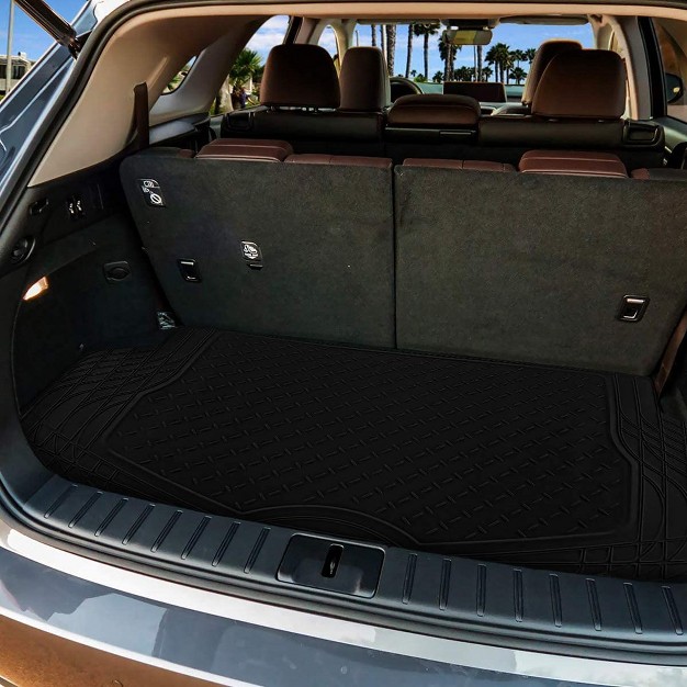 Zone Tech All Weather Rubber Semi Pattern Cargo Liner Trunk Floor Mat Premium Quality Black Heavy Duty Cargo Trunk Floor Mat