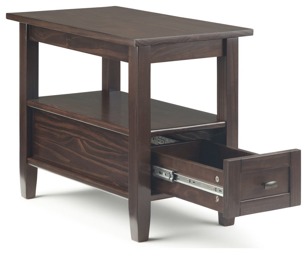 Warm Shaker Solid Wood 14 quotRustic Narrow Side Table   Transitional   Side Tables And End Tables   by Simpli Home Ltd.  Houzz