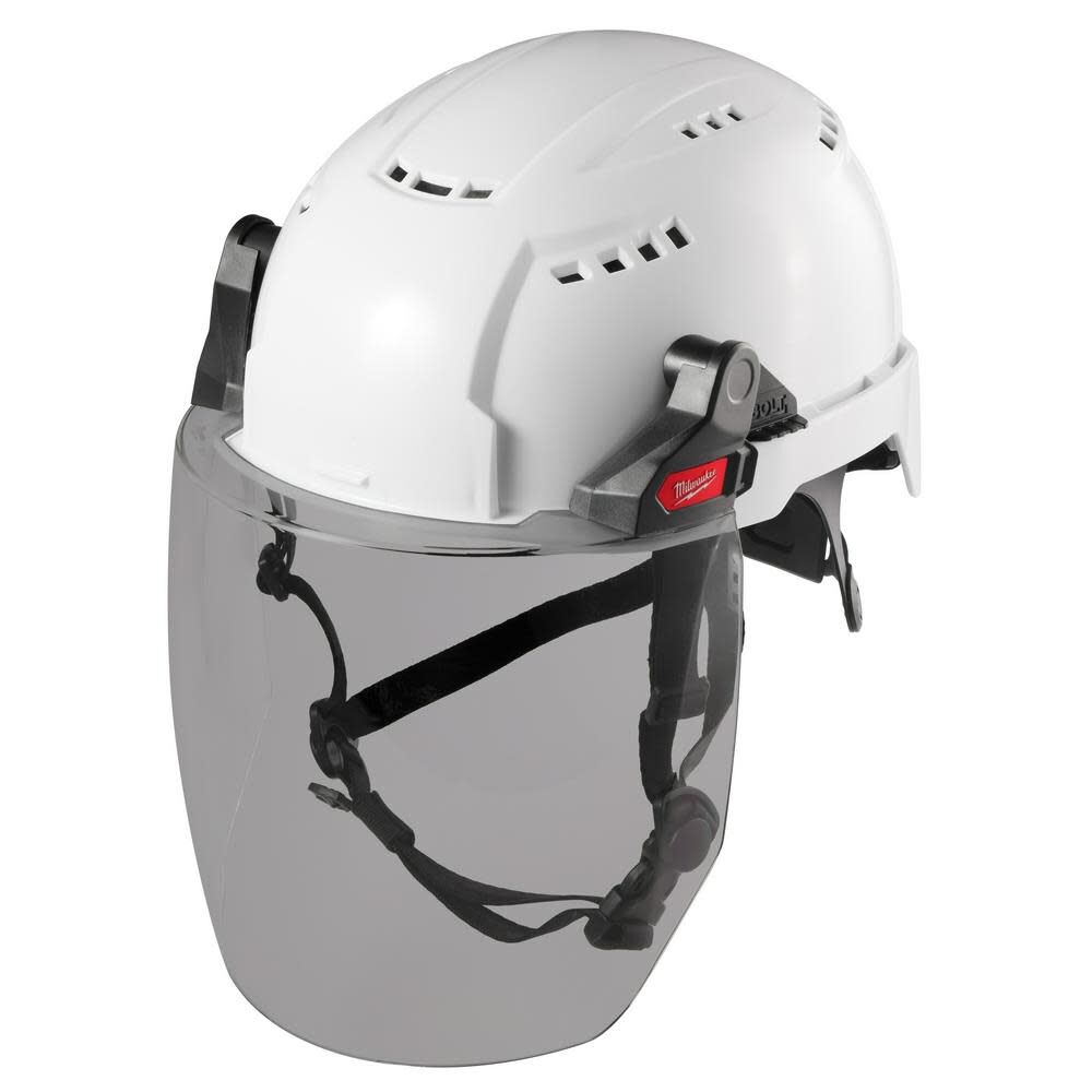 MW BOLT Full Face Shield Gray Dual Coat Lens Compatible with Safety Helmet No Brim 48-73-1426 from MW