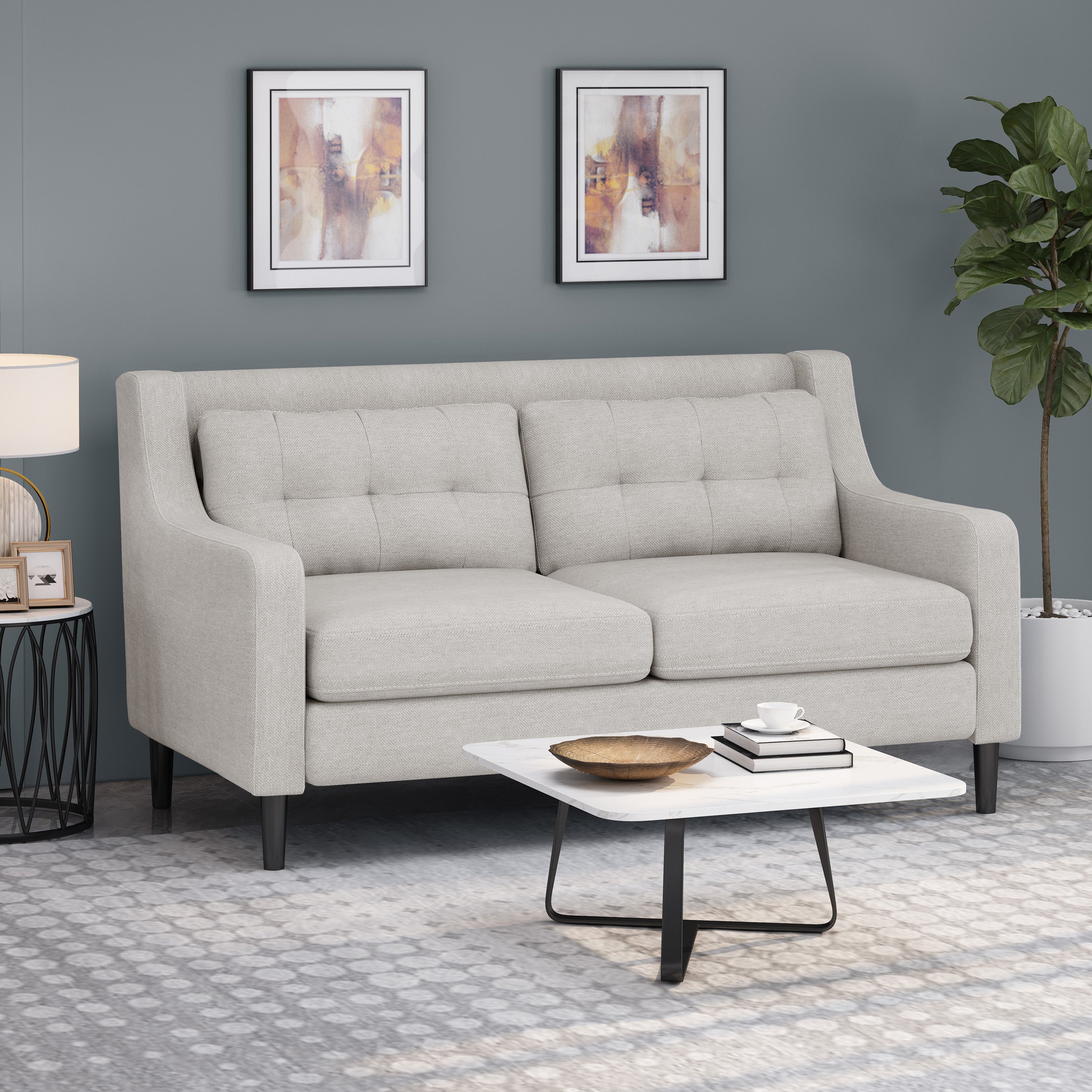 Anaysha Contemporary Fabric Loveseat