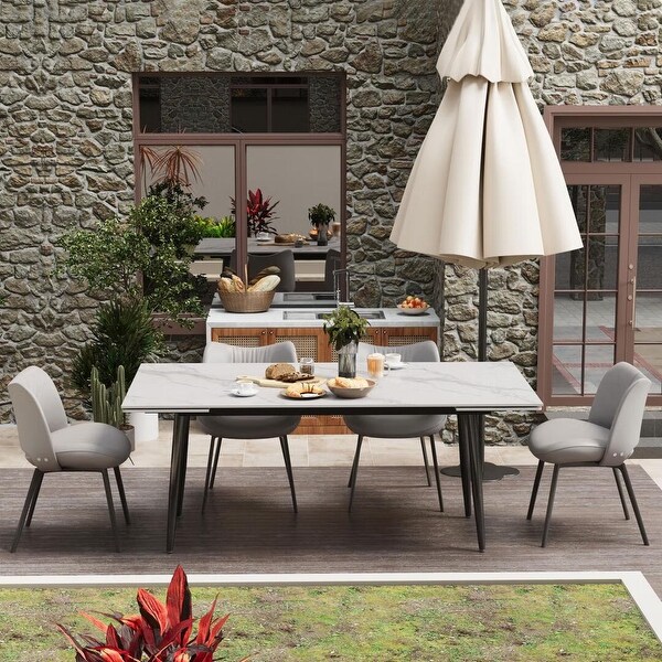 62.9in to 94.4in Outdoor Rectangular Sintered Stone Dining Table