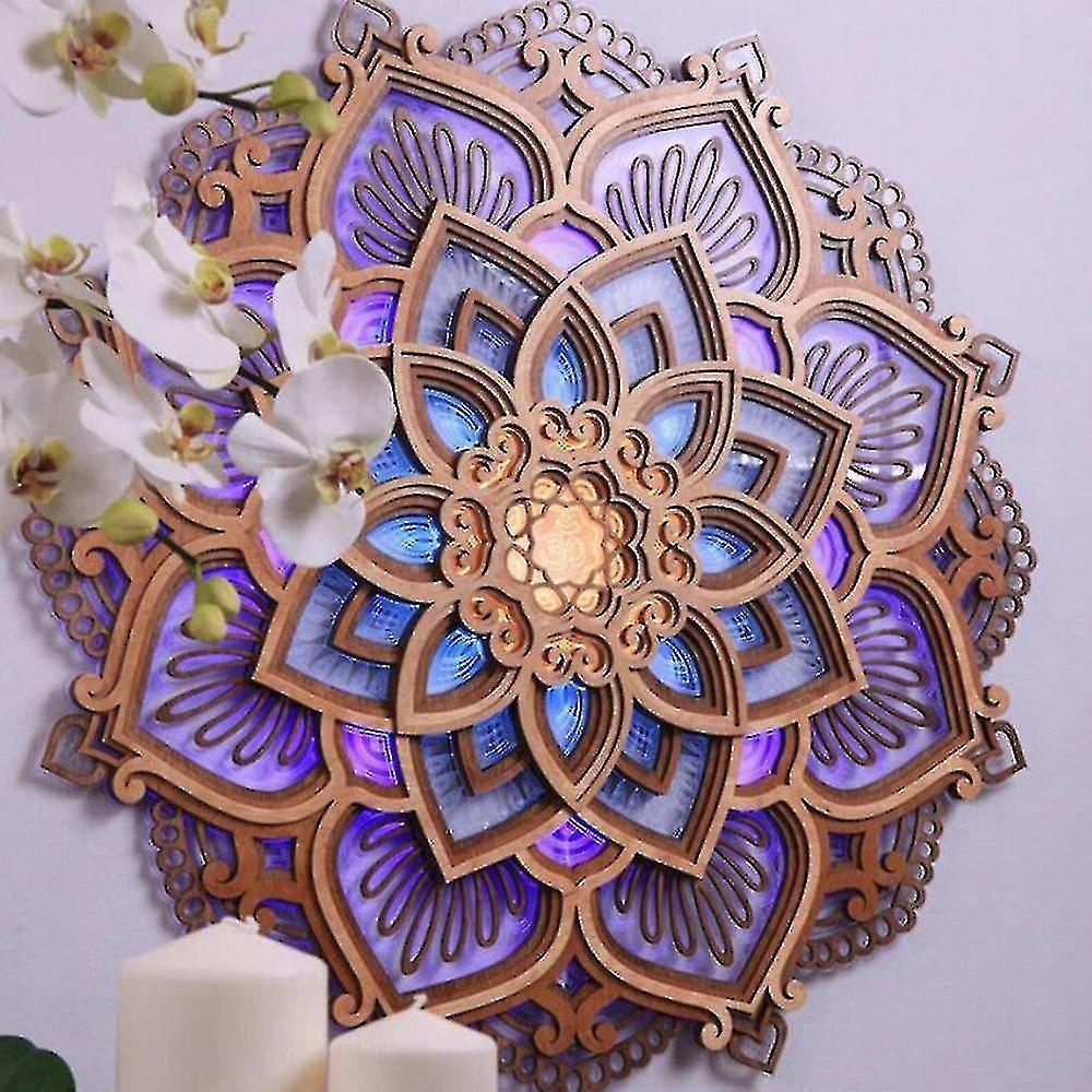 Mandala Yoga Room Led Night Light Multilayered Carved Elegant Wall Decor Lamp