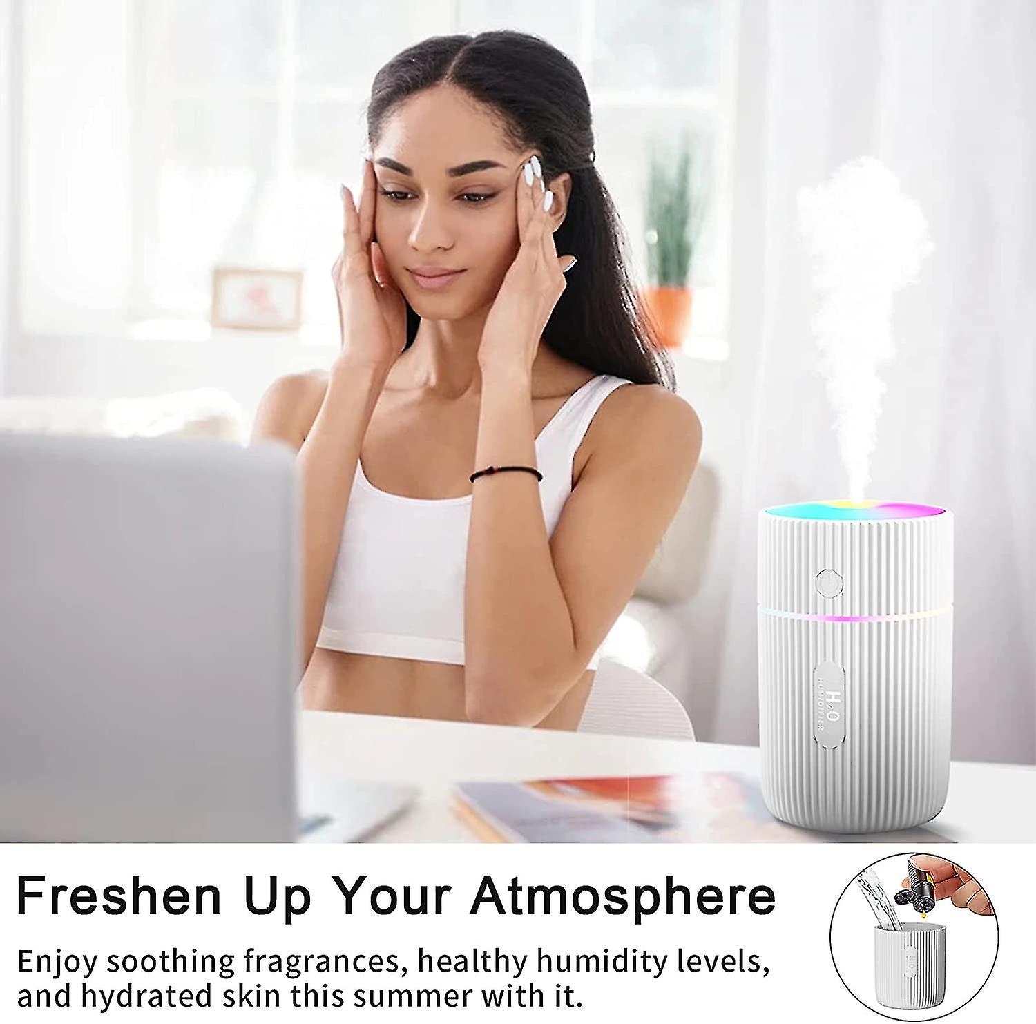 Air Humidifier， Mini Ultrasonic Humidifier，2 Adjustable Mist Modes， Auto Shut Offcolorful Night Light， Usb Portable(white)