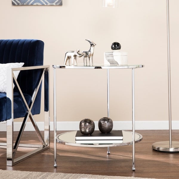 SEI Furniture Rainier Round Metal and Glass Side Table