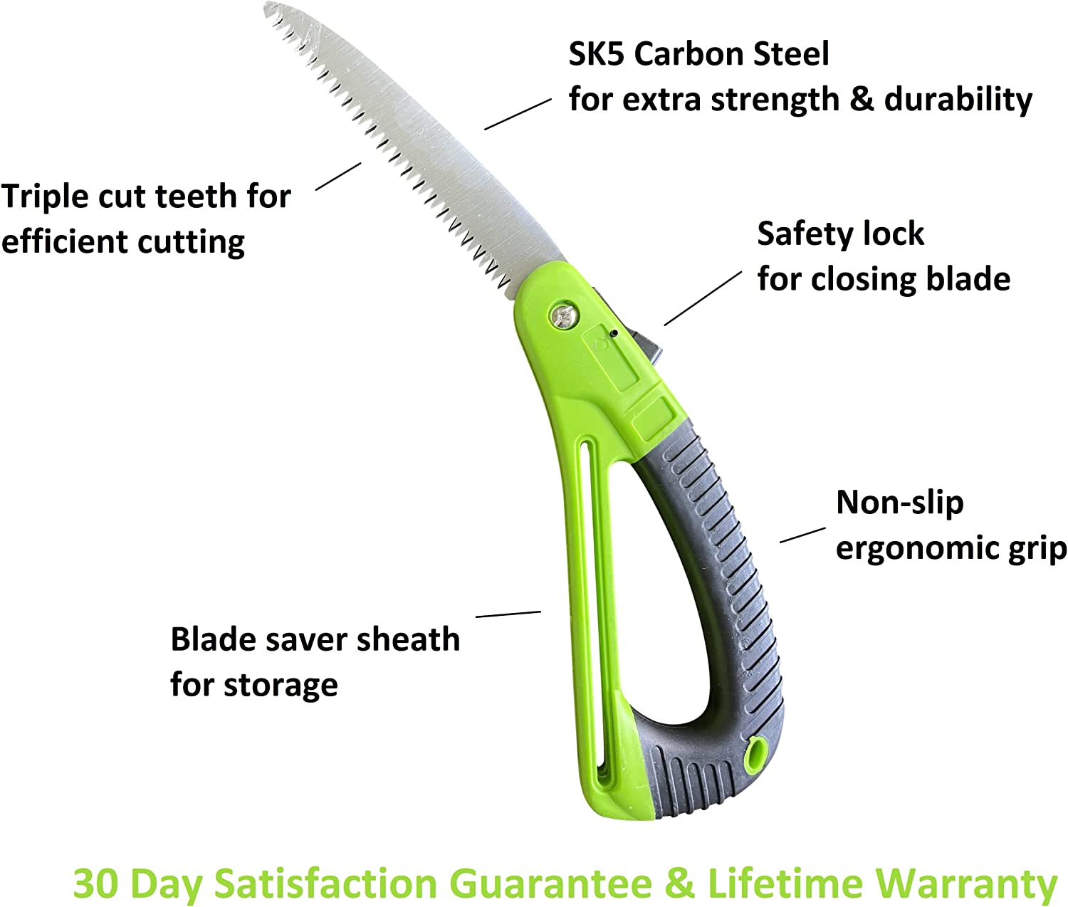 Garden Guru Folding Pruning Saw with Ergonomic Handle, Safety Lock and Rust-Resistant Steel Blade (4 Pack)