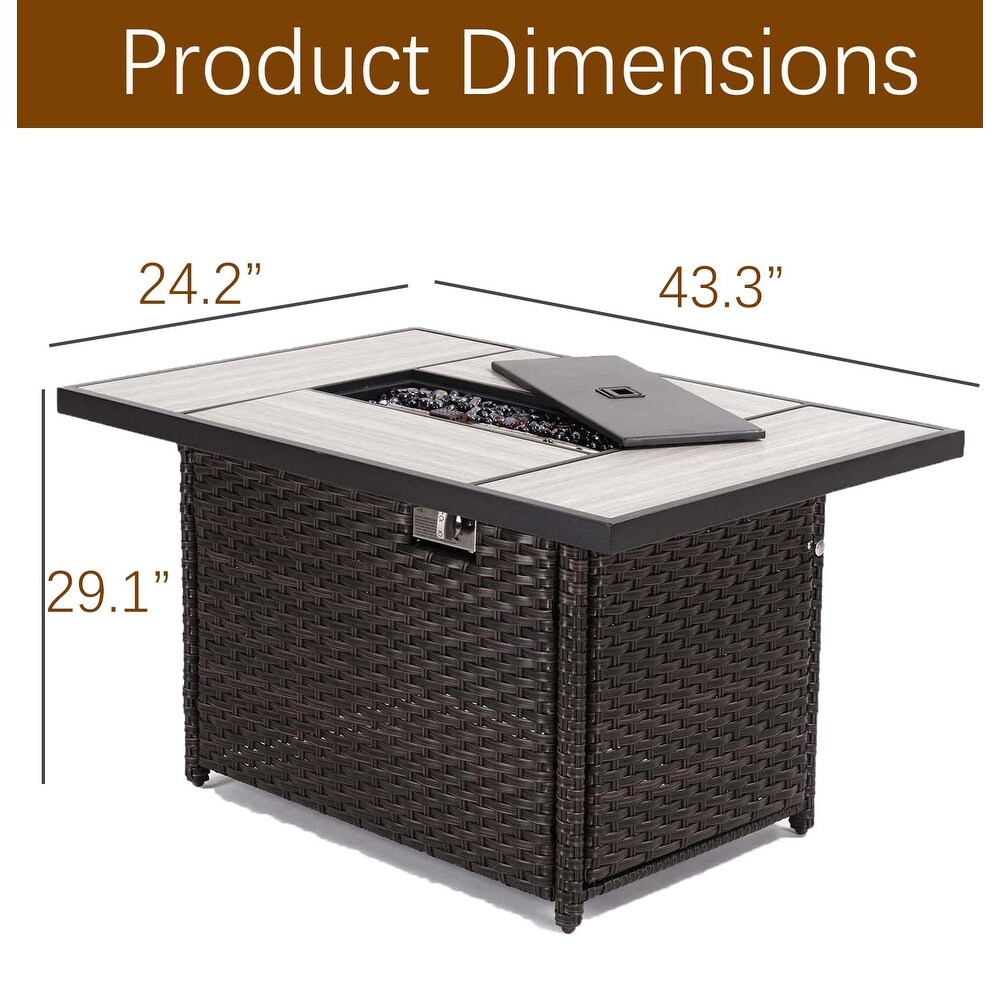 Patio Outdoor Gas Fire Pit Table  43 Inch 50 000 BTU Rectangle Patio Propane Fire Pit Table   32 inch