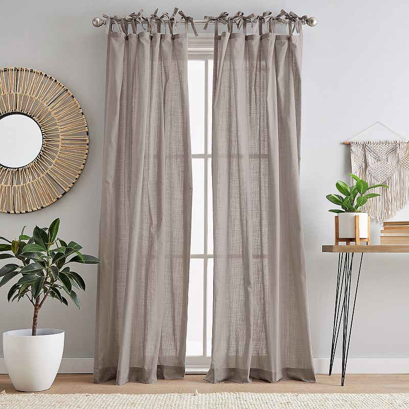 Peri Cotton Sheer Tietab 2-panel Window Curtain Set