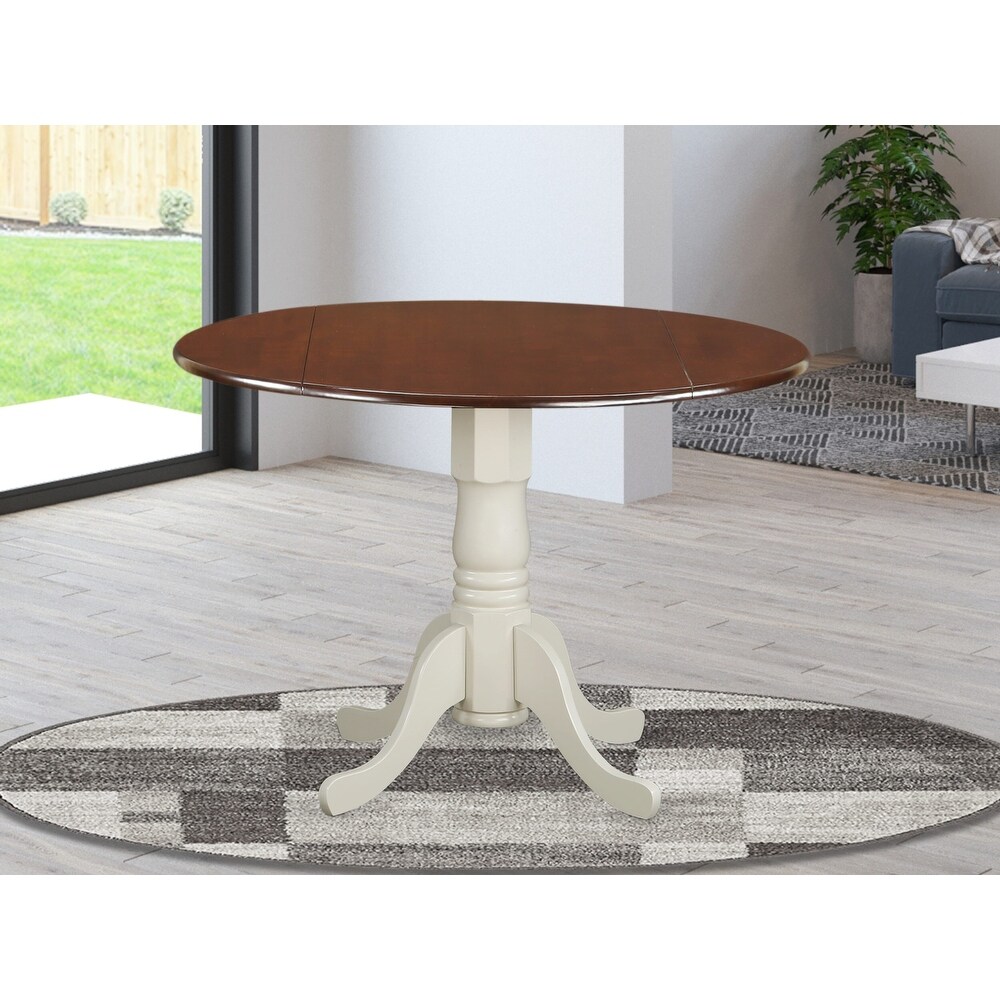 East West Furniture Dublin Dining Room Table   a Round kitchen Table Top with Dropleaf   Pedestal Base  Finish Options)