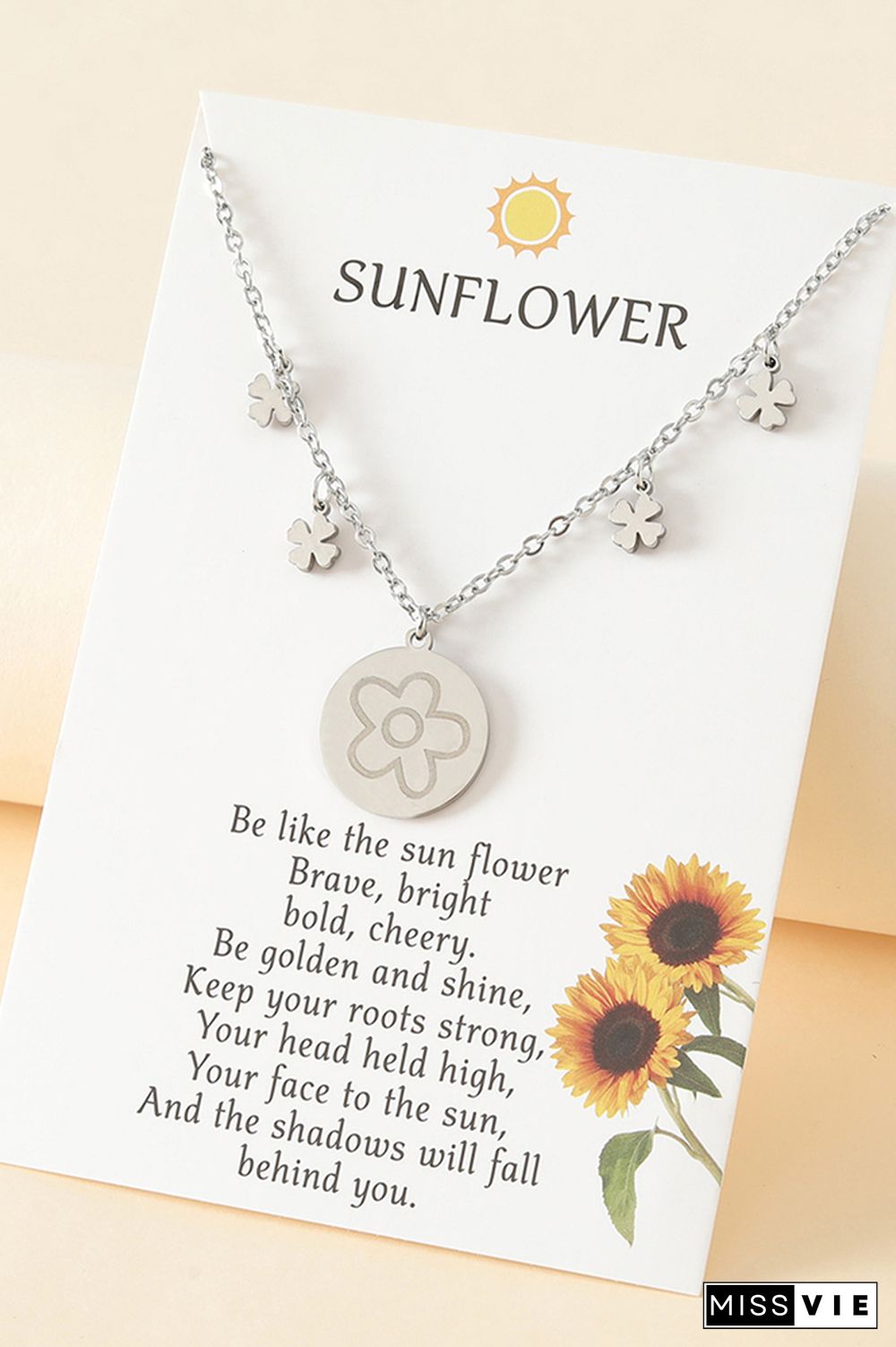 Sunflower Steel Chain Necklace MOQ 3PCs