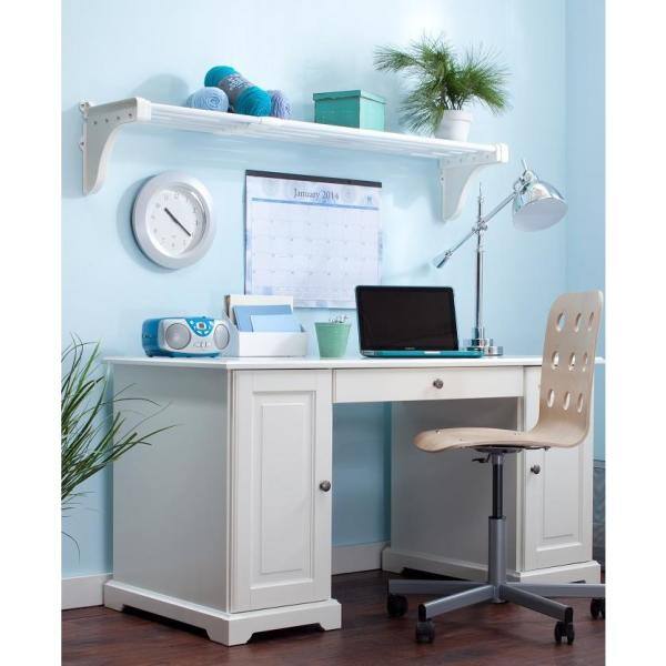 EZ Shelf 40 in. - 75 in. Expandable Metal Shelf in White with 2 End Brackets EZS-SW72-1-2