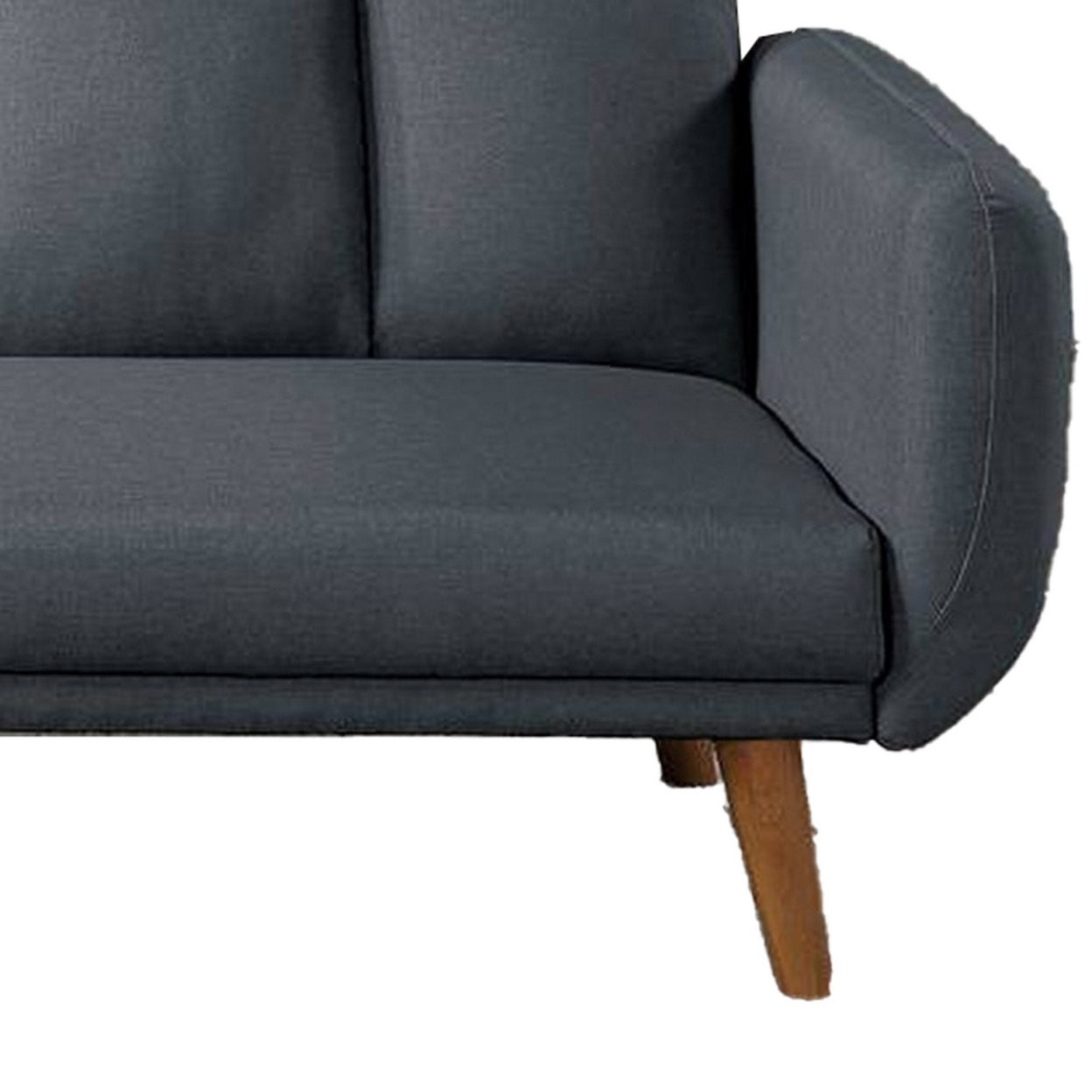 Adjustable Upholstered Sofa with Track Armrests and Angled Legs, Light Gray- Saltoro Sherpi