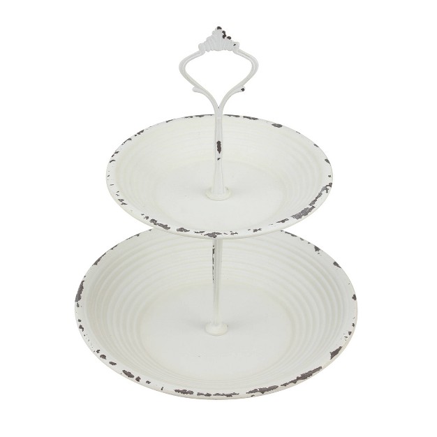 2 tier Tray Rustic White Stonebriar Collection