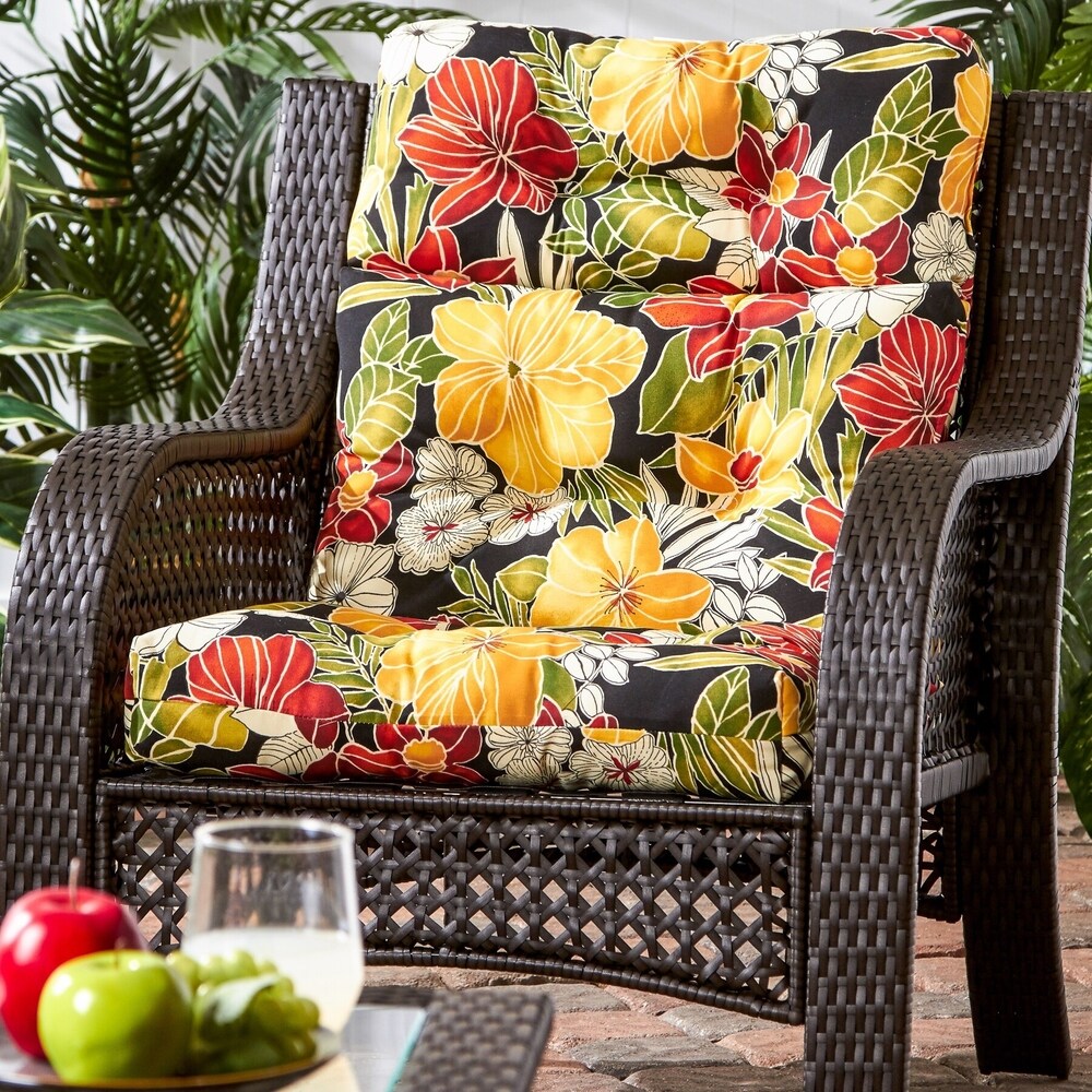 San Elijo Tropical Outdoor High back Chair Cushion by Havenside Home   22w x 44l