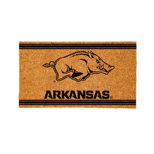 Evergreen University Of Arkansas Logo Turf Mat Brown 28 X 16 Inches Indoor Outdoor Doormat