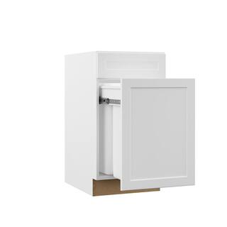 Hampton Bay Designer Series Melvern White Assembled Dual Pull Out Trash Can Base Kitchen Cabinet (18 in. x 34.5 in. x 23.75 in.) BWD18-MLWH