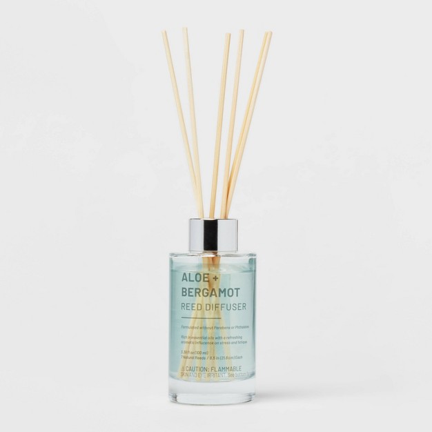 100ml Glass Reed Diffuser Aloe amp Bergamot Light Mint Green