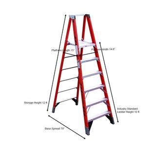 Werner 16 ft. Reach Fiberglass Platform Step Ladder with GLASMARK 300 lb. Load Capacity Type IA Duty Rating P7410