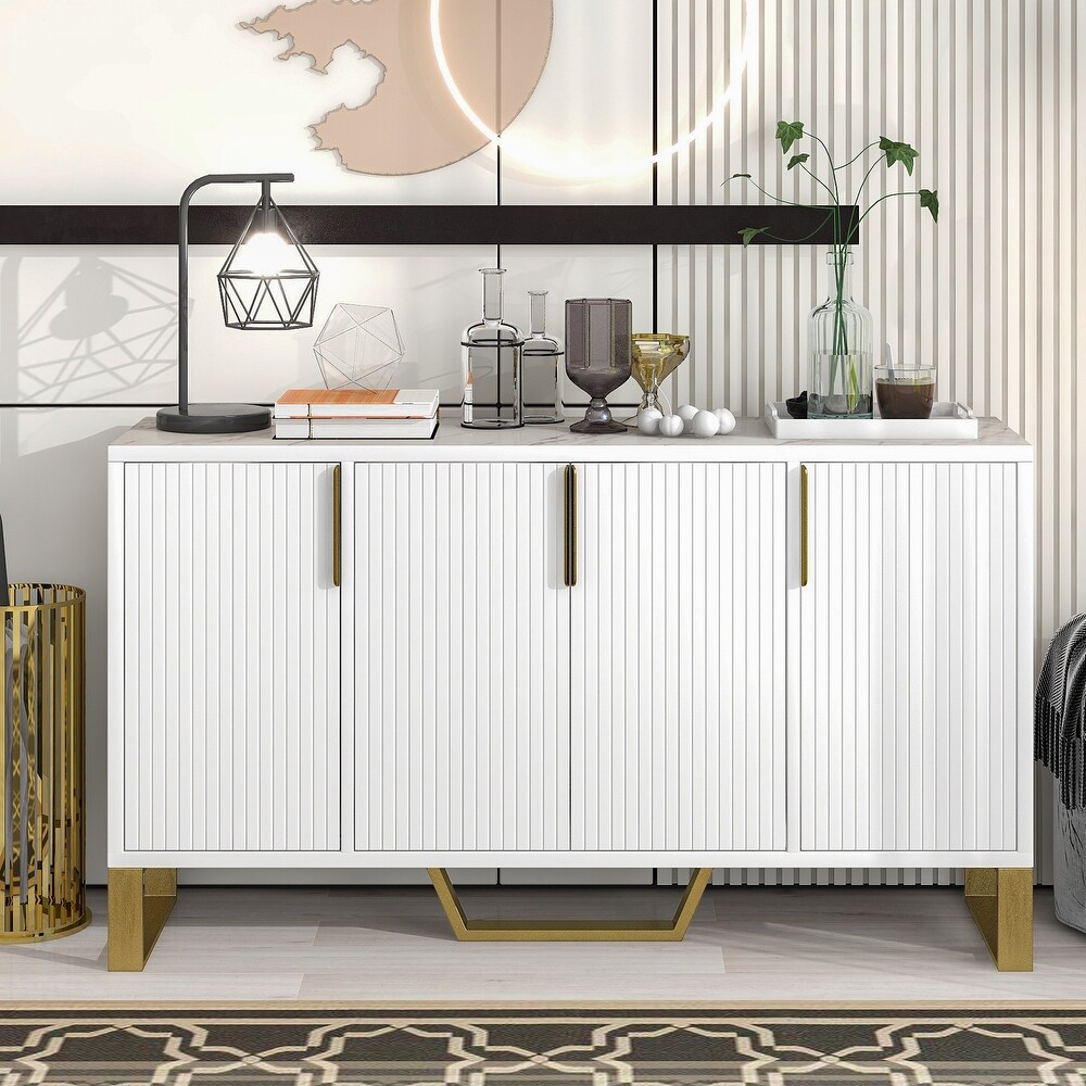 Nestfair Sideboard Kitchen Cabinet with Four Doors and Adjustable Shelves