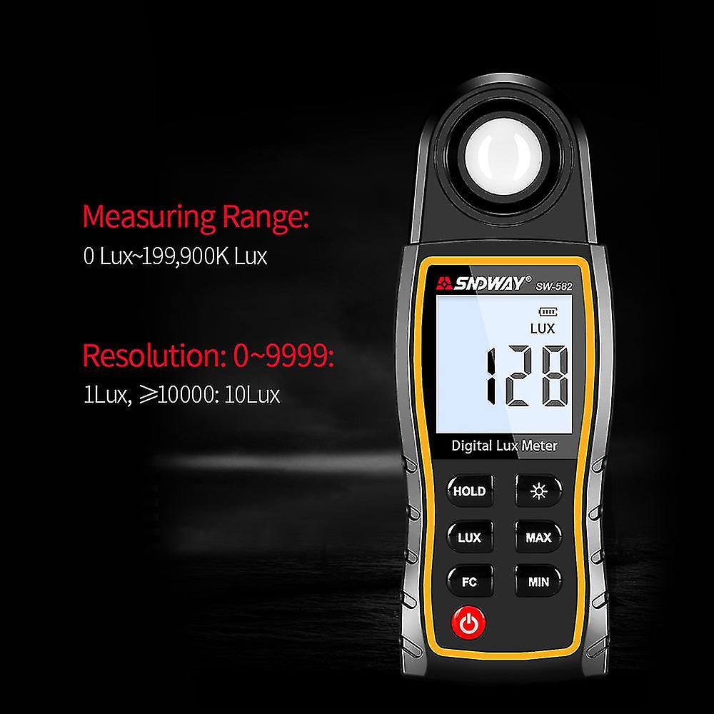 Luxmeter Luxometer Auto Range Photometer Luminometer Lightmeter Digital Light Meters 0-199900 Lux With Max Min Data Hold Mode