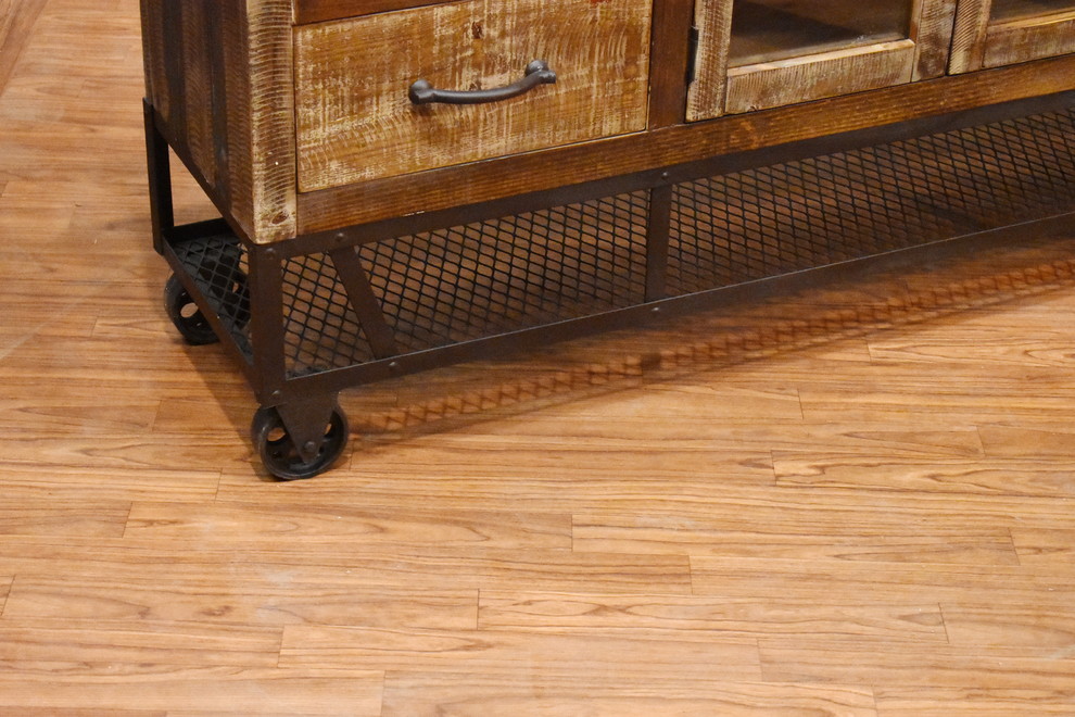 Addison Rustic Industrial Style 65 quotTV Stand   Industrial   Entertainment Centers And Tv Stands   by Crafters and Weavers  Houzz