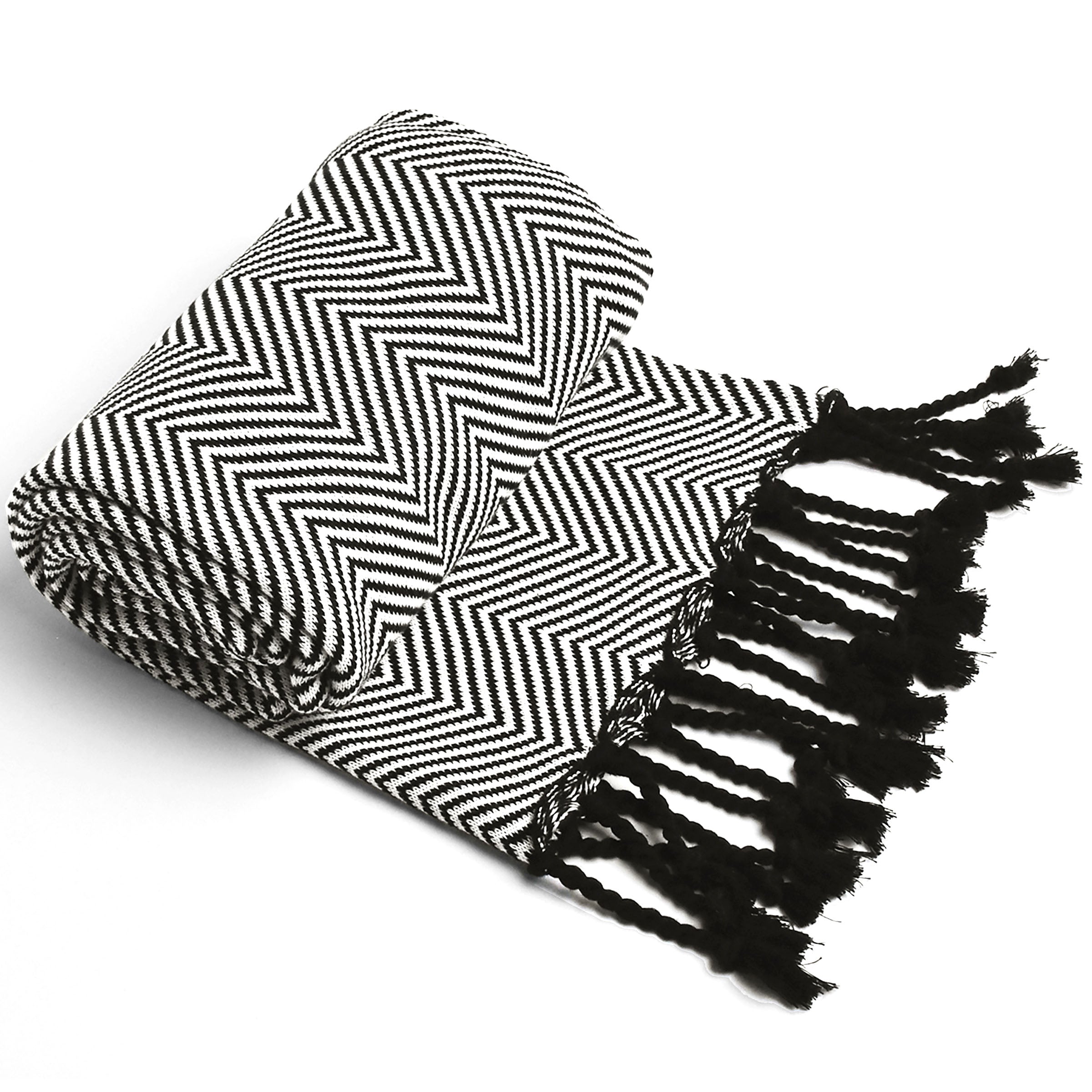 Skjf Jera Herringbone Pattern Tassel Blanket Etb-001