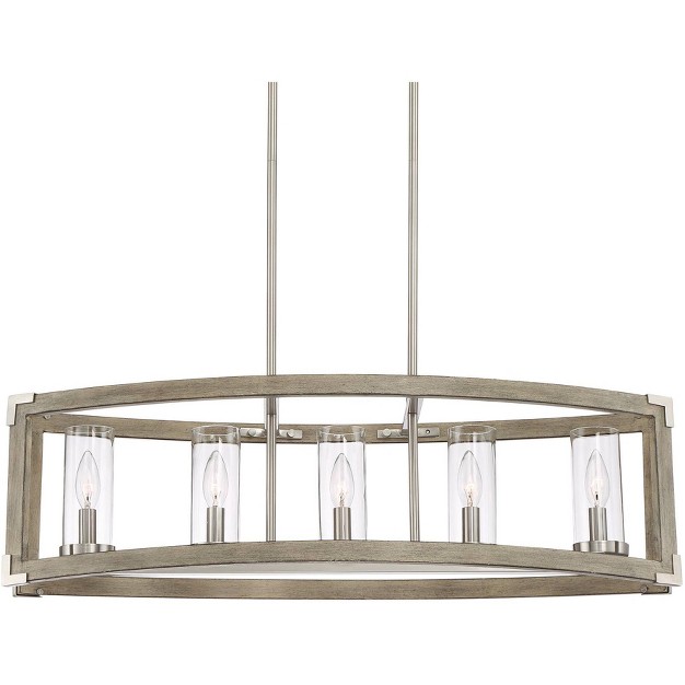 Wide Modern Clear Glass Shade 5 light Fixture For Dining Room Kitchen